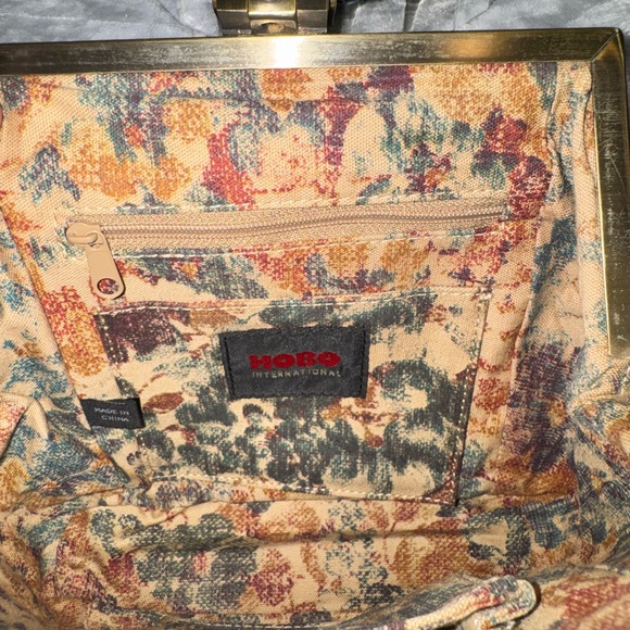 VTG Hobo International Teal Leather Bow Kisslock Handbag - Retro Frame Bag - Picture 8 of 9